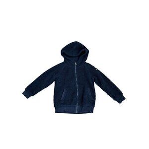 L.O.G.G. H&M Kids Navy Sherpa Fleece Zip Hoodie Jacket With Pockets & Hood Size